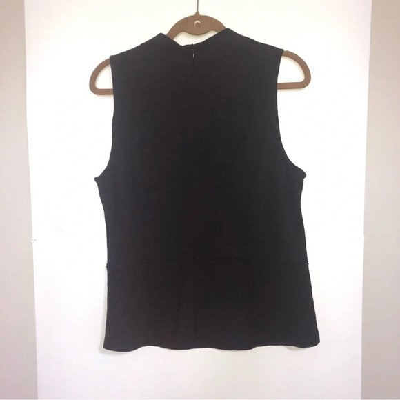 J. McLaughlin Black High Neck Sleeveless Top Blouse XL Back Zipper Peplum Bottom - Picture 9 of 9
